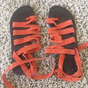 Free People Wrap Suede Sandals. Worn once.